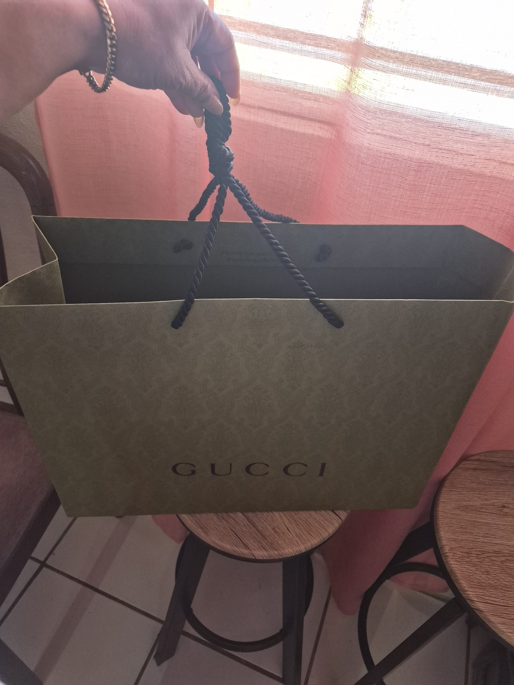 Gucci Olive Green Logo Shopping Bag